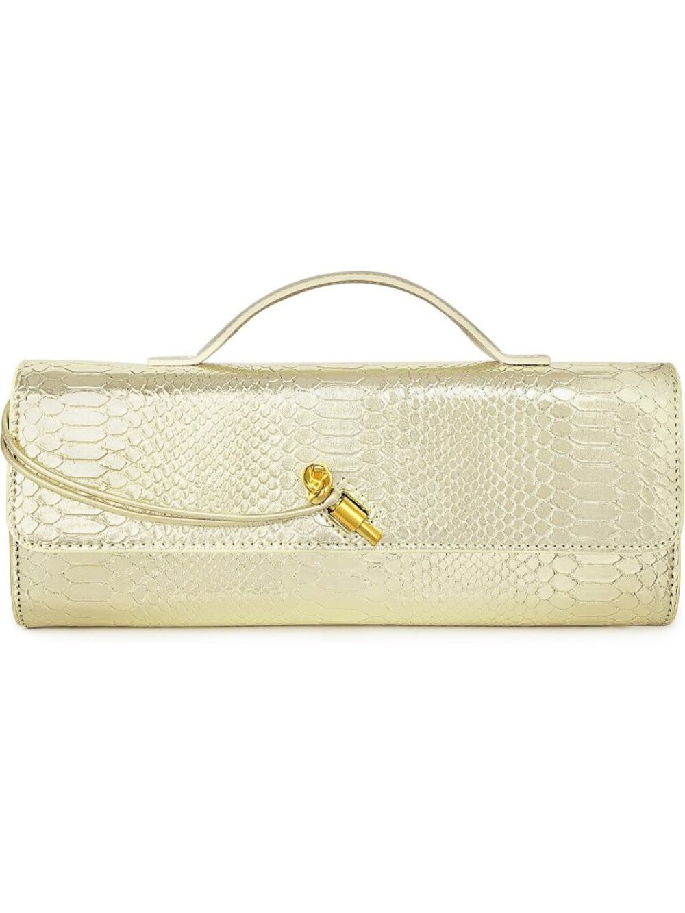 Women's Golden Croco Suede Leather Evening Clutch Crossbody Formal Handbag